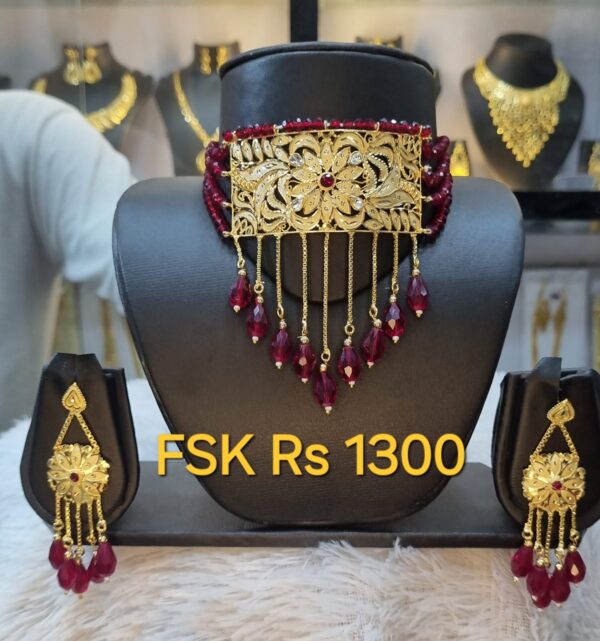 1 Gram Gold Plated FSK Red Choker Set